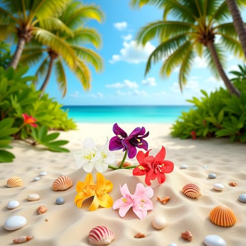 5Pcs Colorful Artificial Flower Hair Clip, Bohemian Flower Hairpin Hawaiian Hibiscus Plumeria Hairpin for Seaside Holiday,Clips and Barrettes,Hair Accessories,Bridal Hair Accessories Headwear
