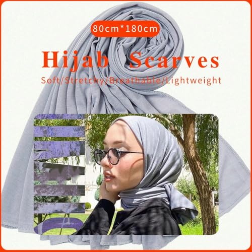 Nonbongoy Head Wraps for Black Women Stretch Headwraps Large Hair Wraps Hijab Scarves for Muslim Head Scarf Turban Headbands - color: 1-light Grey Headwrap