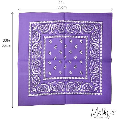 Motique Accessories 22 Inch Cotton Paisley Bandana - color: Light Purple