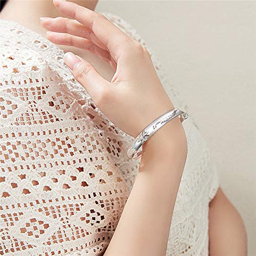 Sterling Silver Bangle Bracelets for Women,Fashion Jewelry Simple Adjustable 925 Silver Cuff Bangles for Women Mom Wife Valentine Mothers Day Gift - color: Style2