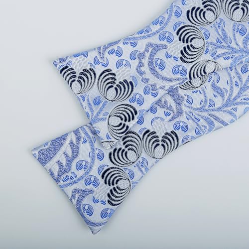 Alizeal Mens 2pcs Classic Floral Pattern Self-tied Bow Tie and Handkerchief Set - color: 035-light Blue