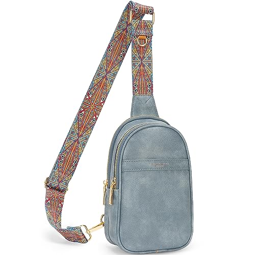 APHISON Small Sling Bag Fanny Packs Cell Phone Purse Vegan Leather Crossbody Bags for Women Chest Bag with Adjustable Strap Blue - color: 11-blue