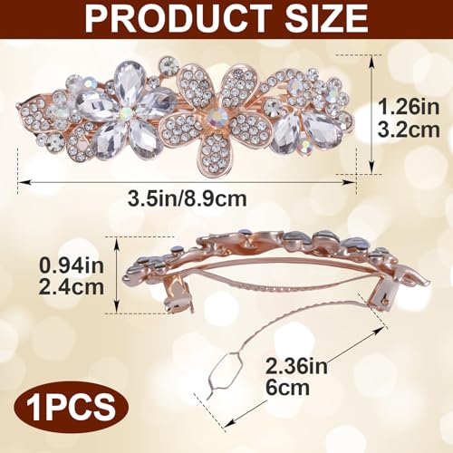 Joez Wonderful Rhinestone Hair Clip Sparkly Crystal Barrettes French Wedding Prom Engagement Pageant First Communion Hair Decorative Accessories for Women Bride Thick Long Hair (Flower White, 1 Pcs) - color: Rhinestone Flower Silver