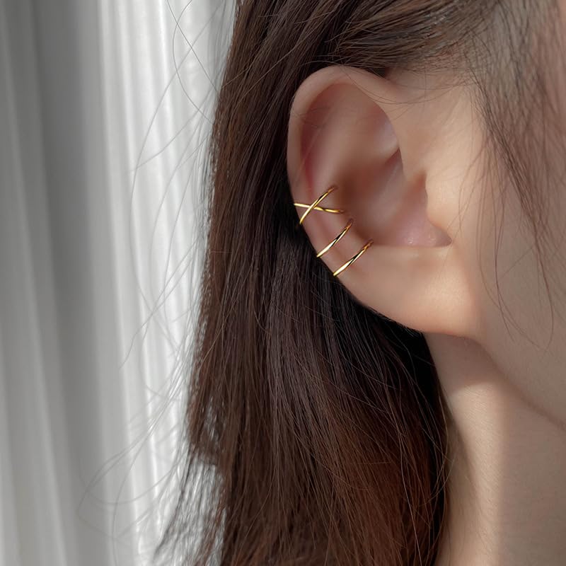 Ear Cuffs Non Piercing Sparkly Cuffs for Women Non Piercings Hypoallergenic Fake Piercings Sparkle Clip On Earrings Bling Cartilage Earring Ear Cuff Earrings for Women Dainty Earring - style: 2 - G 2PCS