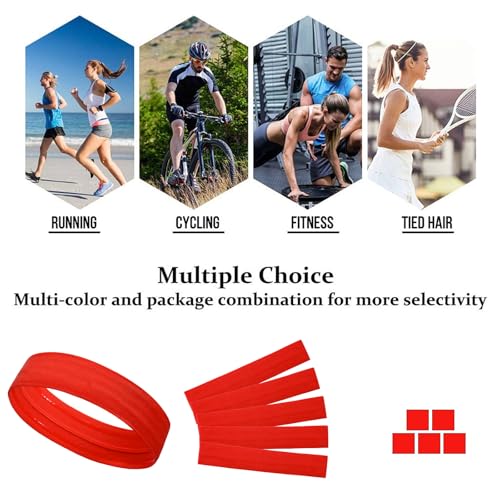 Workout Headbands Non Slip Headband Sport Headbands Sweatbands Elastic Sport Hair Bands for Sports Travel Indoor Fitness Gym - color: red