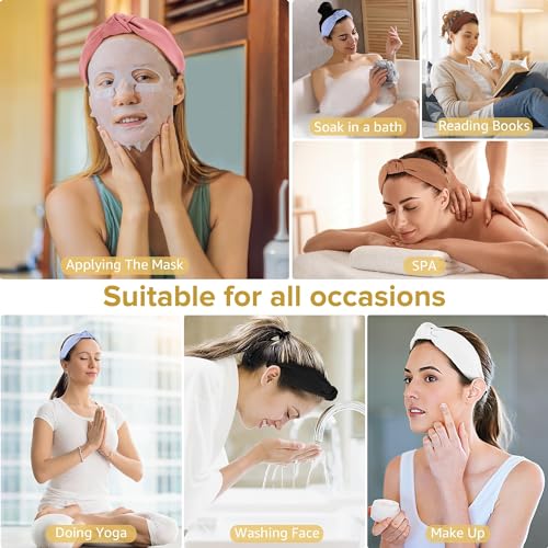 DiyJibb Headbands for Women Girls - 6PCS Stylish Top Knotted Headbands - Knotted Headband for Women - Head Bands Wide Hairband Hair Accessories - color: black，brown，khaki，white，blue，deep pink