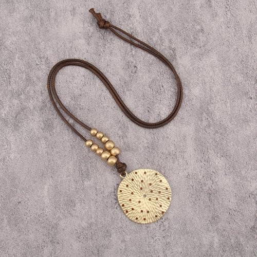 Leather Necklace for Women Vintage Boho Necklaces Black Cord Choker With Pendant Casual Chunky Leather Necklace Trendy - style: Beaded Long Leather Necklace