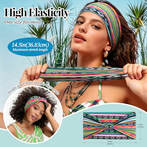 Awumbuk Wide Headbands for Women Knotted No Slip Head Bands Soft Turban Headband Hair Accessories Boho African Solid Color Head Wraps for Women Yoga Workout (Cyan) - color: Cyan