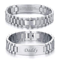 Custom Mens Bracelet Personalized Watch Band Engraved Name Bracelets for Men Customized ID Cuff Wristband Gift for Dad Husband - style: Silver - 1.0cm