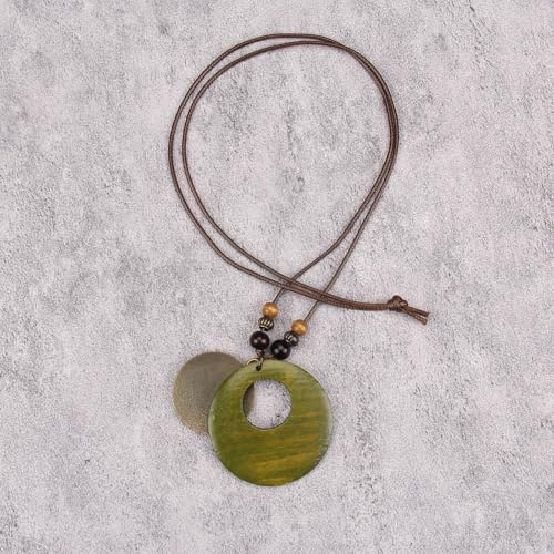 Bohemian Necklaces for Women Long Leather Necklace with Large Pendant Chunky Boho Hippie Jewelry Pendant Chocker Necklace - style: Boho Style Necklace