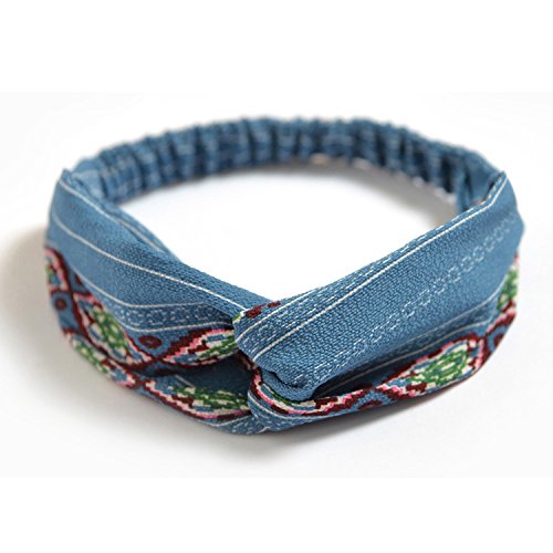DRESHOW 10 Pack Boho Headbands for Women Vintage Cross Elastic Head Wrap Hair Accessories - color: 10 Pack C: Flower Printed Series VI