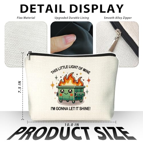 White Elephant Gifts Dumpster Fire Gifts Makeup Bag, Funny Dumpster Bag,Dumpster Fire Cosmetic Bags for Women, Inspirational Positive Encouragement Gift for Women Zipper Pouch - color: 01-dumpster fire(02)