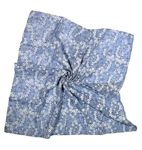 Shanlin Unisex Cotton Square Bandanas Scarves 24x24 - color: Floral2-blue