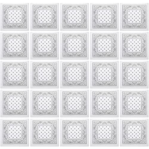 Handepo 200 Pcs Bandanas Bulk Paisley Bandanas Unisex Head Wrap Scarf Cowboy Headband Handkerchief for Women Men - color: White