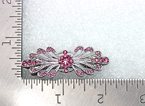 Faship Pink Small Mini Floral Hair Barrette Clip - color: Pink