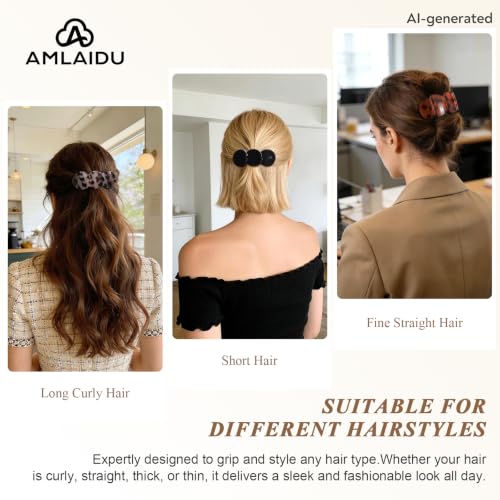 Medium Flat Hair Clips for Women, French Claw Clips Strong Hold for Thick & Thin Hair, Duckbill Hair Clips Non Slip for Driving Yoga - Tortoise Design, 4pcs - color: Yellow Tortoiseshell, Red Tortoiseshell, White Tortoiseshell, Black