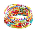 Colorful Stackable Seed Beaded Bracelets Set For Women, Boho Handmade Trendy Cute Stretch Accessories ball Glass Versatile Candy Jewelry, Summer Beach Daily Party Holiday Friendship Gift - color: Rainbow