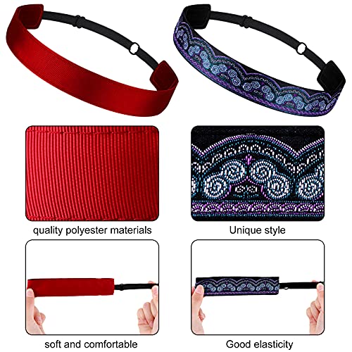Sintege 8 Pcs Woman Elastic Headband Adjustable Non Slip Velvet Lined Headbands Solid Color Boho Hair Bands for Women Sport Yoga Work Makeup Stylish Hairband(Classic Style) - color: Classic Style