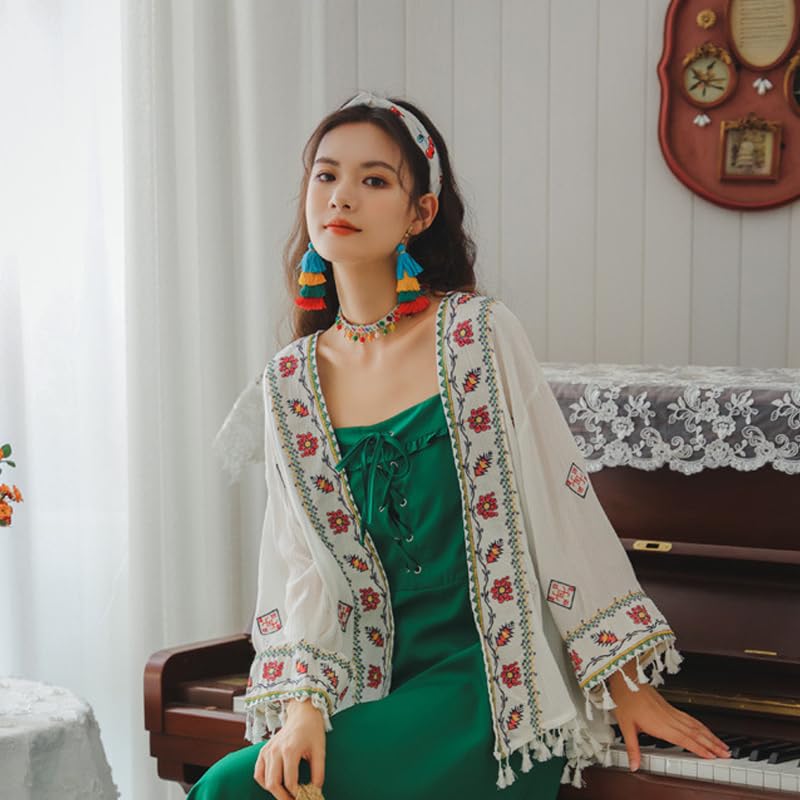 Clip on Earrings, Lightweight Colorful Layered Tassel Bohemian Statement Tiered Big Dangle Drop Earrings for Women, Non Pierced, Boho Jewelry - color: Blue