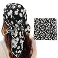 Bandanas for Women Men 21"x21" Floral Headband Scarf Versatile Hair Bandana Square Head Scarf - color: Little White Flowers in Black