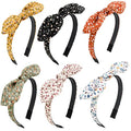 Jaciya Hairband, Non Slip Fashion Knotted Thin Headband with Bow, Cute Top Knot Hair Bands for Women Girls, Bunny Ears Headband, Floral Head Bands Hair Accessories, 6 Pieces - color: flower print