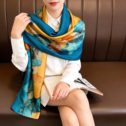 Silk Scarf Mulberry Silk Fashion Scarves Long Lightweight Shawl Wrap … - color: W44