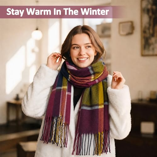 Loritta Womens Scarf Fashion Long Plaid Shawls Wraps Big Grid Winter Warm Lattice Large Scarves Gifts - color: Color Lattice