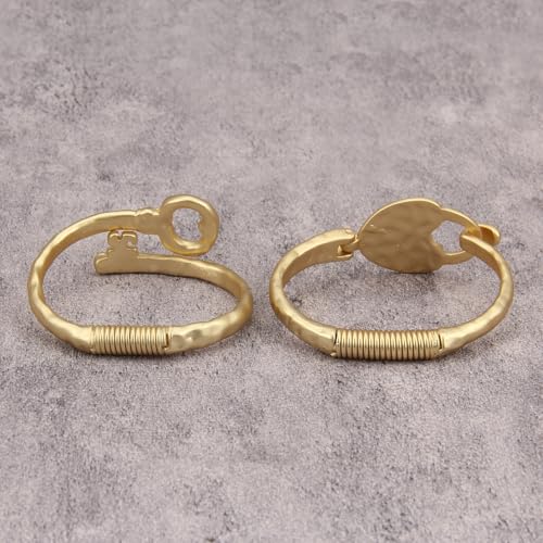 Gold Cuff Bracelet for Women Silver Beaded Bracelets Open Bangle Stackable Stretch Bead Bracelet Boho Jewelry Gifts for Wife Couple - style: Chunky Gold Arm Cuffs Set