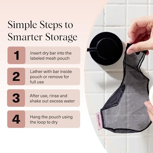 Kitsch Bar Soap Saver Pouch – Patented Mesh Soap Bag for Shampoo and Conditioner Bars - Extends Use & Prevents Soggy Mess - Recycled Beauty Bar Bag, Eco-Friendly - Black - color: Black