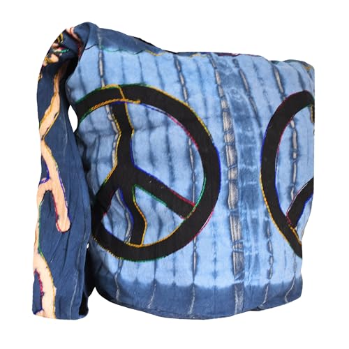 Mandala Crafts Hippie Bag, Large Boho Hobo Purse for Women, Crossbody Shoulder Sling Bags for Indie Style Bohemian Accessory - style: Navy Blue Om