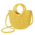 Womens Straw Beach Bag Woven Crossbody Shoulder Bags Top Handle Satchel Handbag Purse for Summer - color: Yellow
