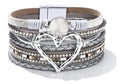 Long tiantian Leather Bracelets for Women Warp Bracelet Stackable Boho Layered Bracelet Chunky Heart Trendy Birthday Gifts for Her - color: A10：chunky bracelets for women(silver)