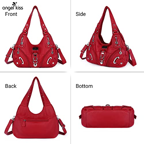 Angelkiss Hobo Purses and handbags for Women Satchel Handbag Women Purses Large Daily Shoulder Bags | Purses - color: Red