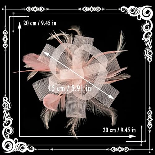 dressfan Womens Fascinator Hat Headpiece 20s Vintage Wedding Hair Accessories for Derby/Wedding/Cocktail/Tea Party - color: Dusty Pink