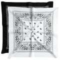 Extra Large Bandana 27” x 27”,100% Cotton bandana for Men and Women，Multi-Purpose Scarf Headbands ，Head Scarfs - color: Black/White