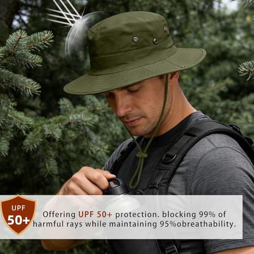 Sun Hats for Men Women Boonie Hat Foldable Fishing Hat UPF 50+ Bucket Hat for Fishing Hiking Garden Safari Beach - color: 1pack-army Green