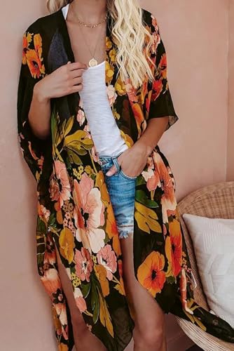 Breezy Lane Kimonos for Women Swimsuit Coverups Beach Cover Up Swimwear Cardigan Summer - color: Blooming Summer