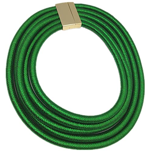 COLORFUL BLING Handwoven African Tribal Multilayer Chunky Statement Necklace Egypt Bib Collar Choker Costume Party Jewelry Accessories for Women - color: green