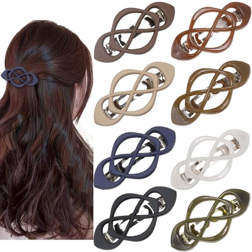 8 PCS Vintage French Barrette Hair Clips for Thick Hair, Small Matte Glossy Stylish Classic Barrettes Retro Elegant Hair Accessories for Women Girls