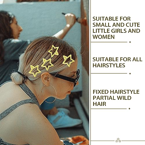 Metal Star Snap Hair Clips Yellow Cute Small Hair Barrettes Y2K Star Hair Clips Hair Access Non-slip Hollow for Women Hairpin Lovely Headpieces for Everyday Fashion and Party 10PCS - color: Style2