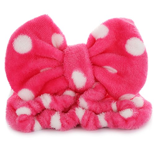 Hairizone Cosmetics Headbands for Washing Face Shower Spa, Soft and Cute Big Bowknot Hair Bands for Women and Girls (Roseo/Pink) - color: Roseo+Pink