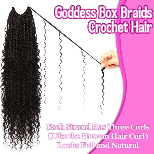 Goddess Boho Box Braids Crochet Hair-8 Packs 24 Inch Crochet Box Braids for Black Women Pre Looped (1B#, 24 Inch(Pack of 8)) - color: 1B#, size: 24 Inch (Pack of 8)