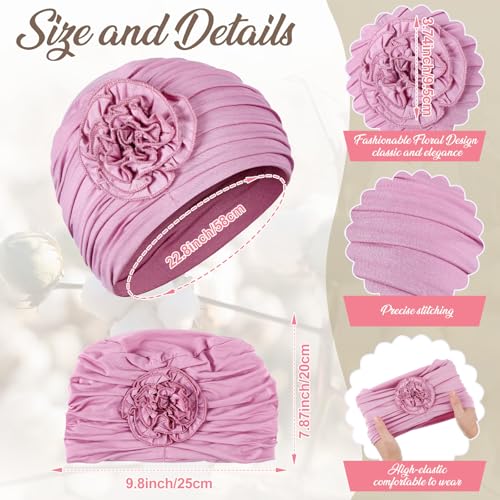 JenPen 4 Pcs Cotton Chemo Headwear for Women Turban Soft Cancer Head Scarf Hats Beanie Elastic Hair Wraps - color: Warm Colors