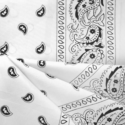 NACHLYNN 10/20pcs Paisley Bandanas Assorted Bandanas Cowboy Polyester Headbands Square Scarf Headwear - color: White