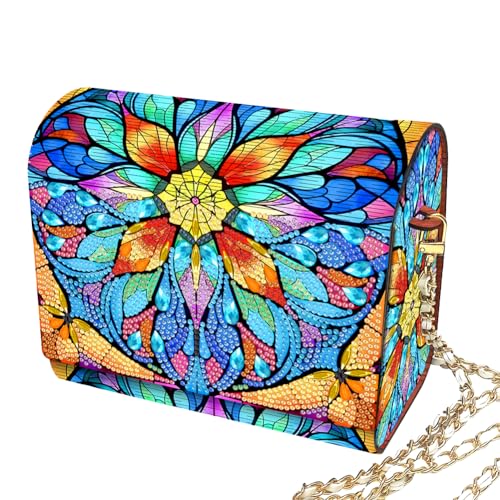 C'eitura DIY Mandala Diamond Art Painting Wooden Purse Kit with Chain, 5D Diamond Art Change Pouch, Handmade Craft for Women, Unique Gift Idea - color: SKB201