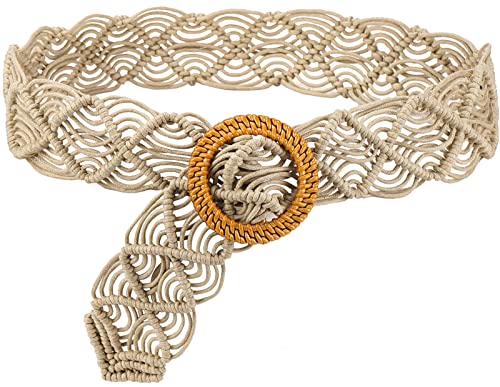Suyi Boho Belt for Women Braided Woven Belts Bohemian Waist Belts for Dress - color: Beige 1