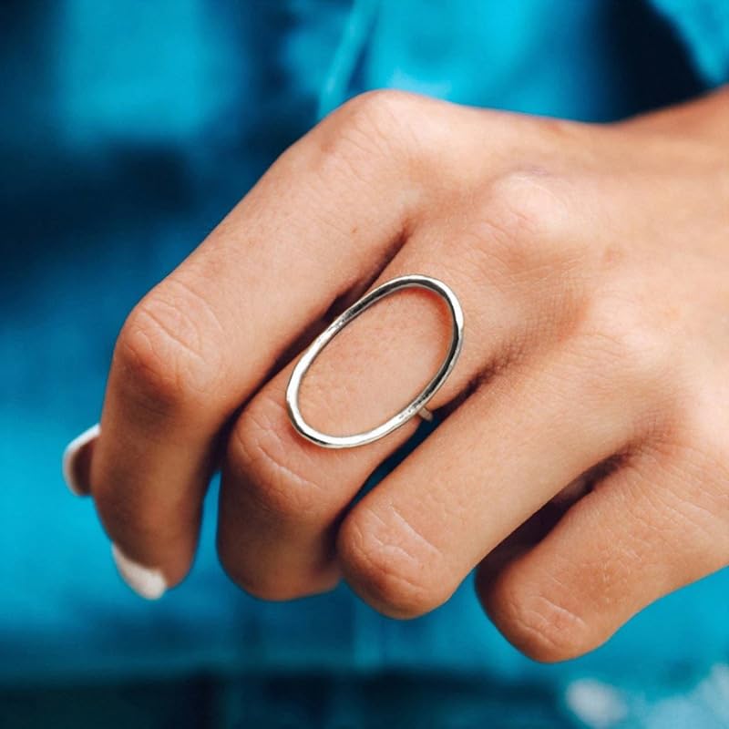 Classic Minimalist Geometric Ring 14K Gold Geometric Circle Knuckle Statement Rings Irregular Finger Rings Open Rings Shaped Geometric Ring for Women with Cubic Zirconia Statement Ring (White 9) - color: White, size: 9