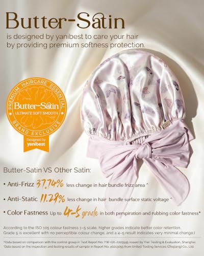 YANIBEST Adjustable Satin Bonnet for Sleeping Women Double Layer Hair Wrap Reduce Friction Prevent Frizz Natural Curly Hair - color: Butterfly
