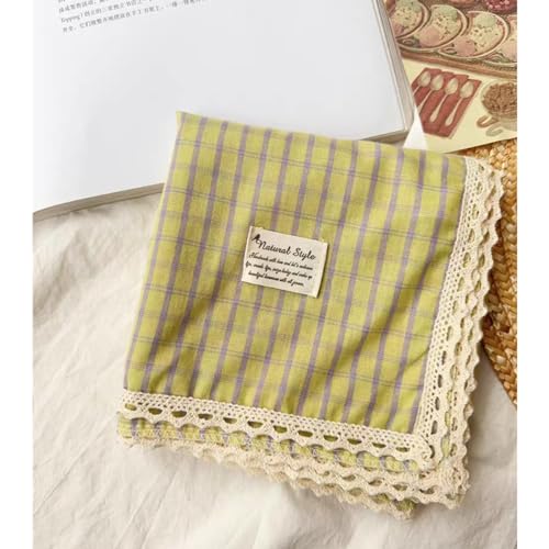 Soft Cotton Like Lace Bandana Headband, Head Wrap, Protective Coverage, Hair Neck Scarf for Women 24 x 24 inch - color: Cas014 - Plaid Y