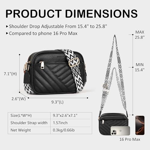 TANTOMI Small Crossbody Bags for Women Trendy, Cell Phone Purses Wallet with 4 Card Slots, Small Purses with Adjustable Strap - color: Black